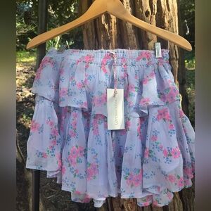 New LoveShackFancy Floral Ruffle‎ Wisteria Lilac Skirt